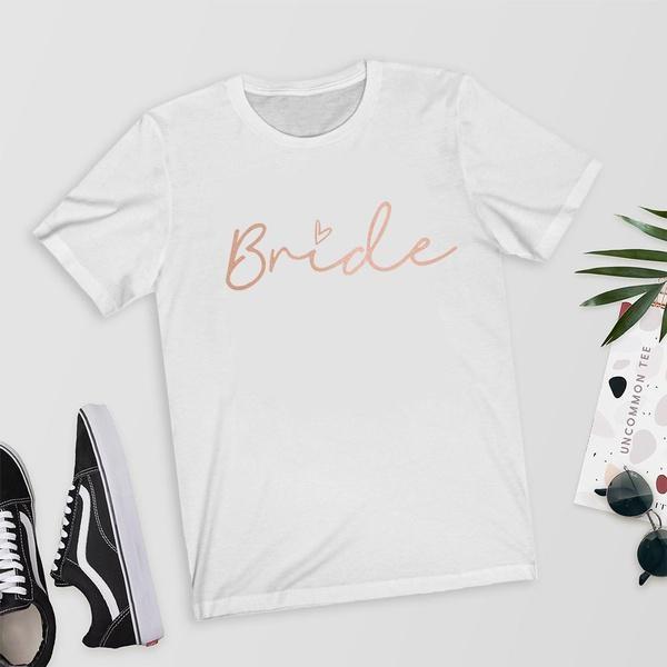 1Pcs Team Bride T Shirt Heart Bride Top Women Top Tee Wedding Short Sleeve For Bridal Shower Bridesmaid Gift