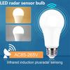 4PCS 20W 18W 15W 12W 9W 6WLampada LED E27 Radar Motion Sensor Light Bulb 189-265V Infrared Detection Smart Lamp Working In Night