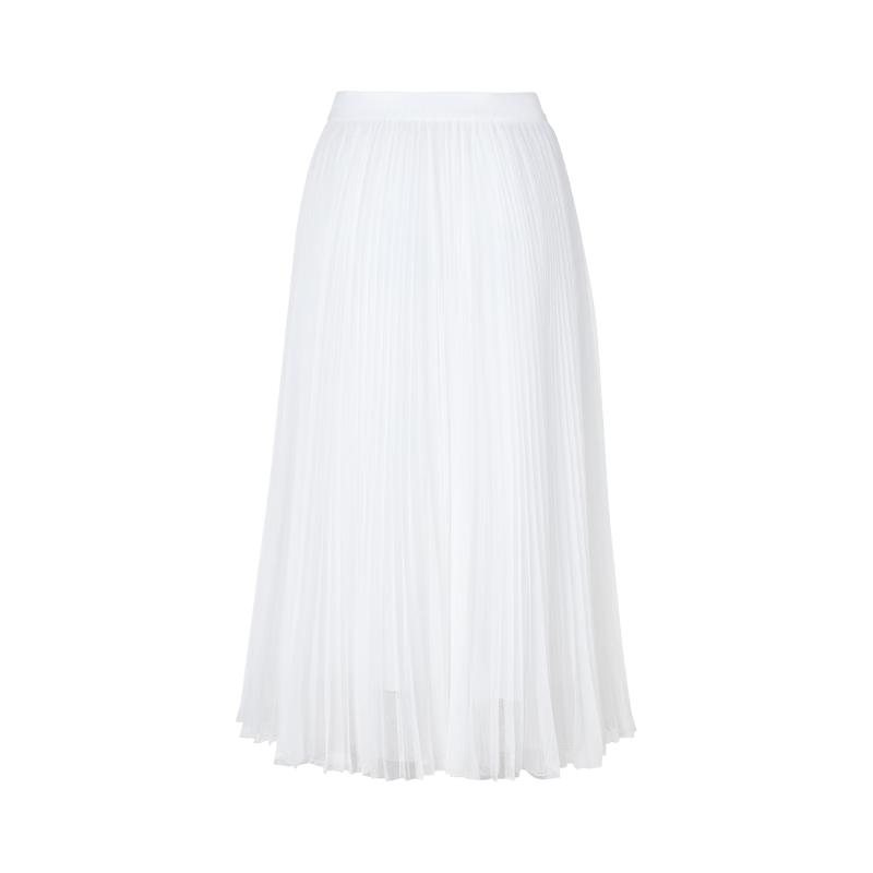 LANCY Flowy A-Line Pleated Mesh Midi Skirt