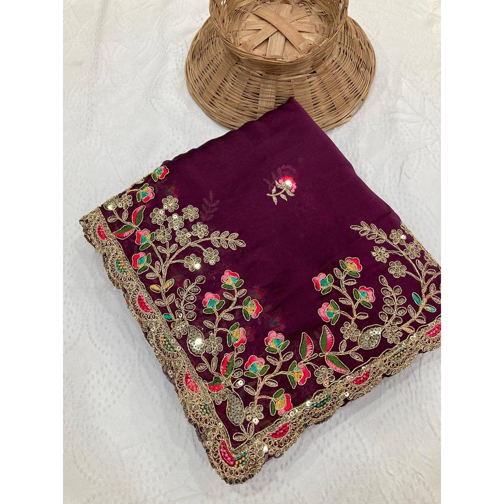 Midnight Elegance Rangoli Silk Saree