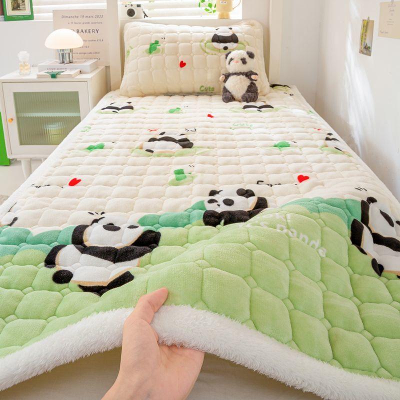 Autumn and winter milk velvet mattress cushion plus velvet mattress pad mattress pad household coral velvet thick warm1pcs