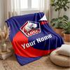 LOSC Lille Custom Name Text Flannel Blanket Soccer Logo Personalized Fleece Throw Blanket Special Gift For Sofa Bedroom Home