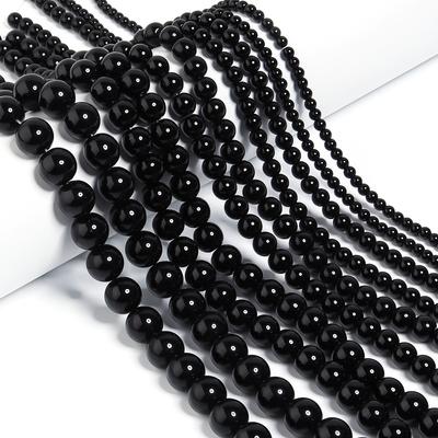 4 6 8 10 12mm Black Glass Beads Smooth Round Loose Spacer Beads For Jewelry Making DIY Handmade Bracelets Necklace Accessories