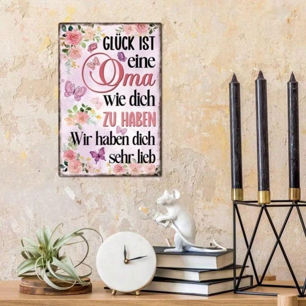 Metal Poster Wall Art Inspirational German Quote Butterfly Flower Home Decor Gift