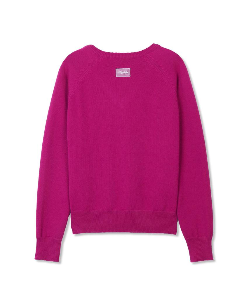 Michikoleondeonkosino Basic V-Neck Wool Knit Raspberry