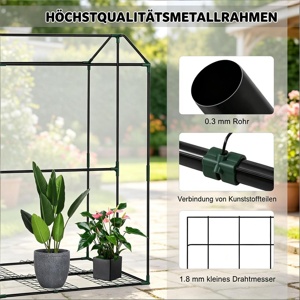 Durable Greenhouse, Plant Winter Tent with Roll-up Front Zipper Door, for Balcony, Patio, Garden
