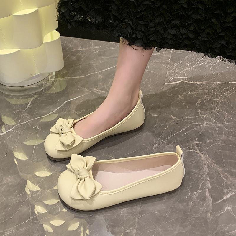 

Французский бант маленькие одинарные туфли женские 2025 лето новые туфли-бини на мягкой подошве на одной педали с мелким вырезом туфли бабушки на плоской подошве 40 жёлтый