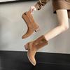 Fashion Luxury Cowhide Slip-on Platform Increased Western Cowboy Boots for Women Designer Soft Sole Casual Pointed Toe Women's Shoes