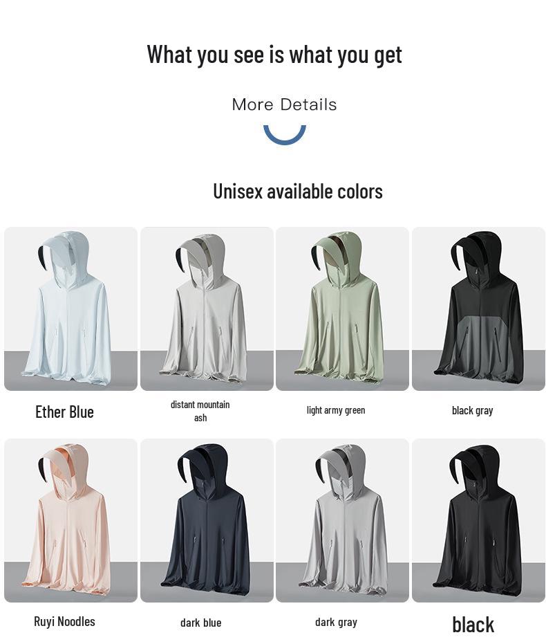 Unisex Hooded Ice Silk Sun Protection Jacket: Skin-Friendly, Breathable, Lightweight, and Cool.