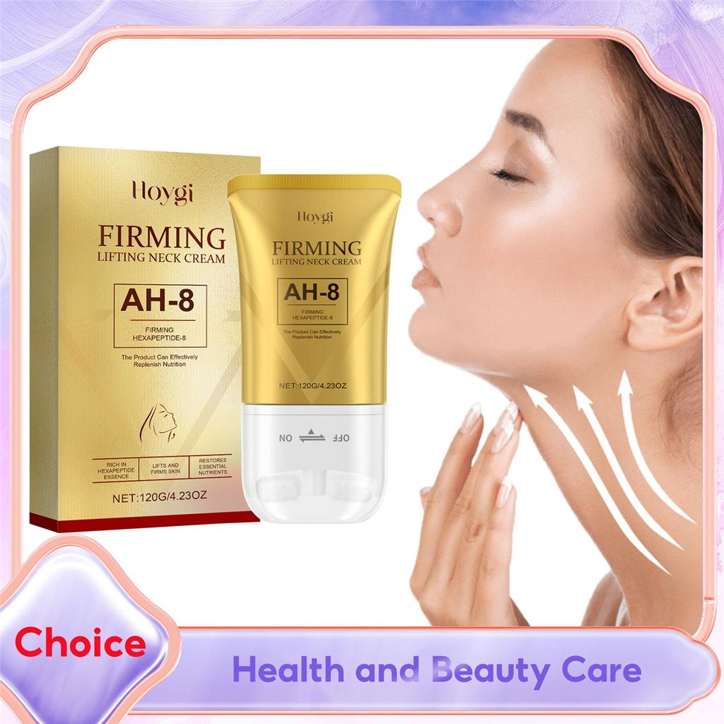 Hoygi AH-8 Firming Neck Cream with Roller Moisturizing Tightening Lotion Jawline Double Chin Lifting Massage Anti Aging Neck Skin Care