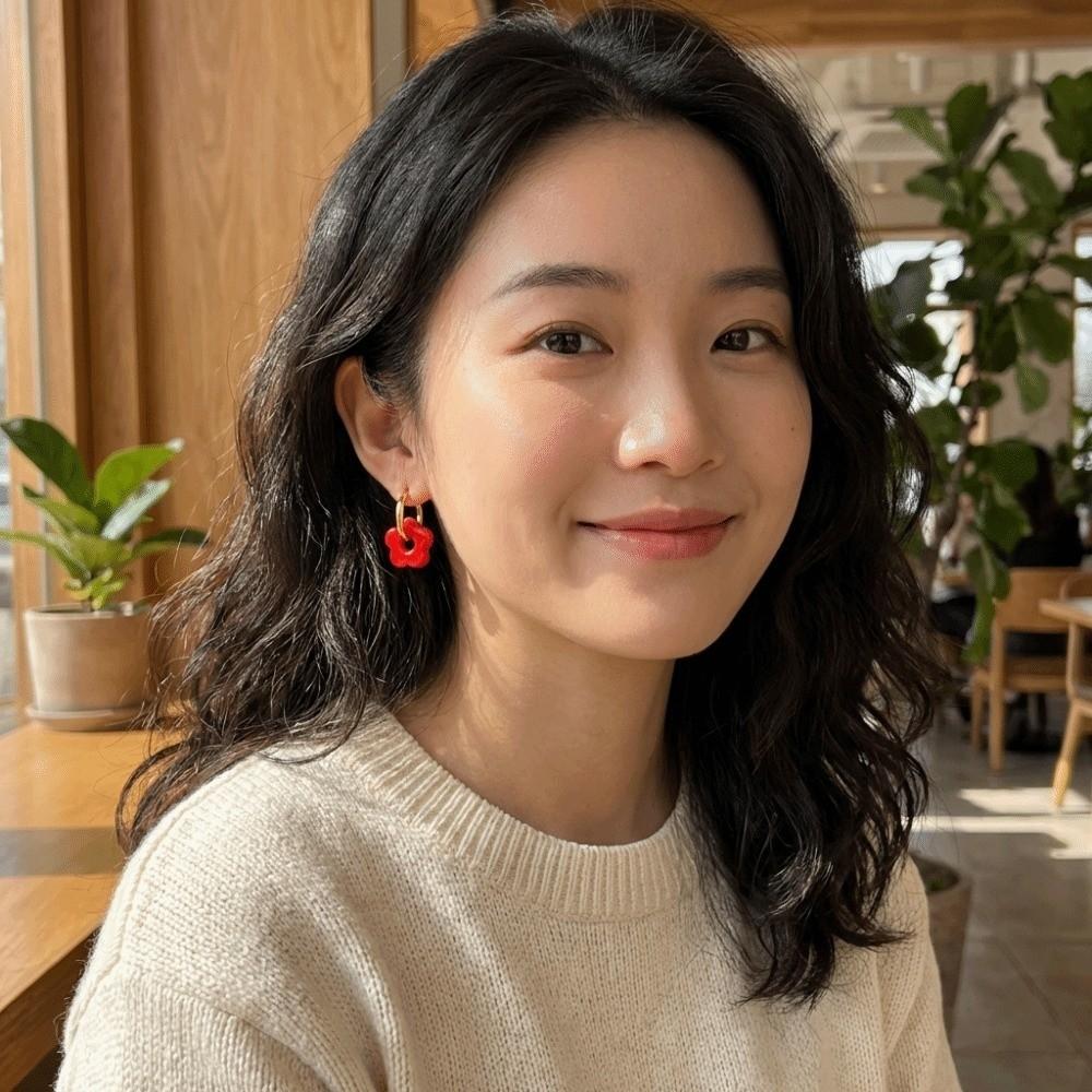 Stainless Steel Flower Hoop Earrings Colorful Ear Buckle Aesthetic Ear Cuffs  Accessories