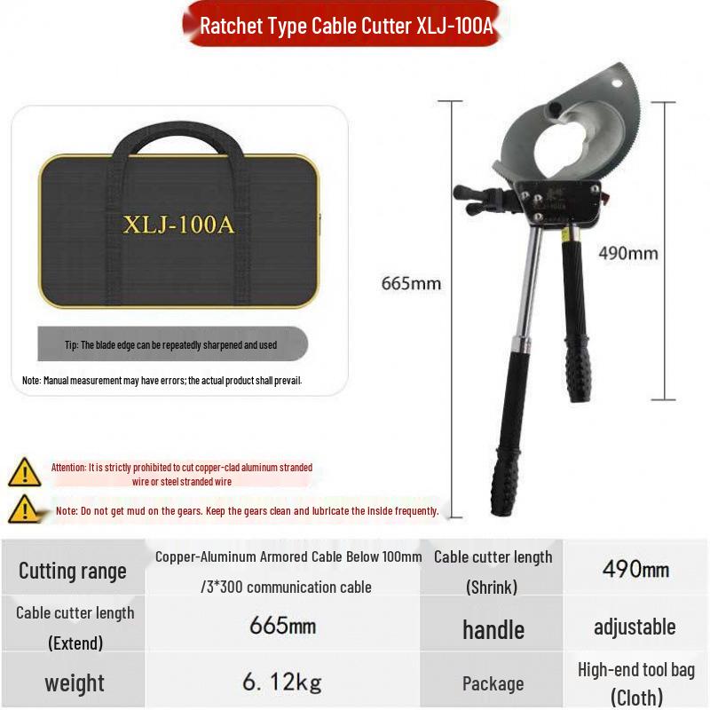 Ratchet Manual Cable Cutter J40/52/75/95/100 - Wire, Steel, Copper & Aluminum Shear