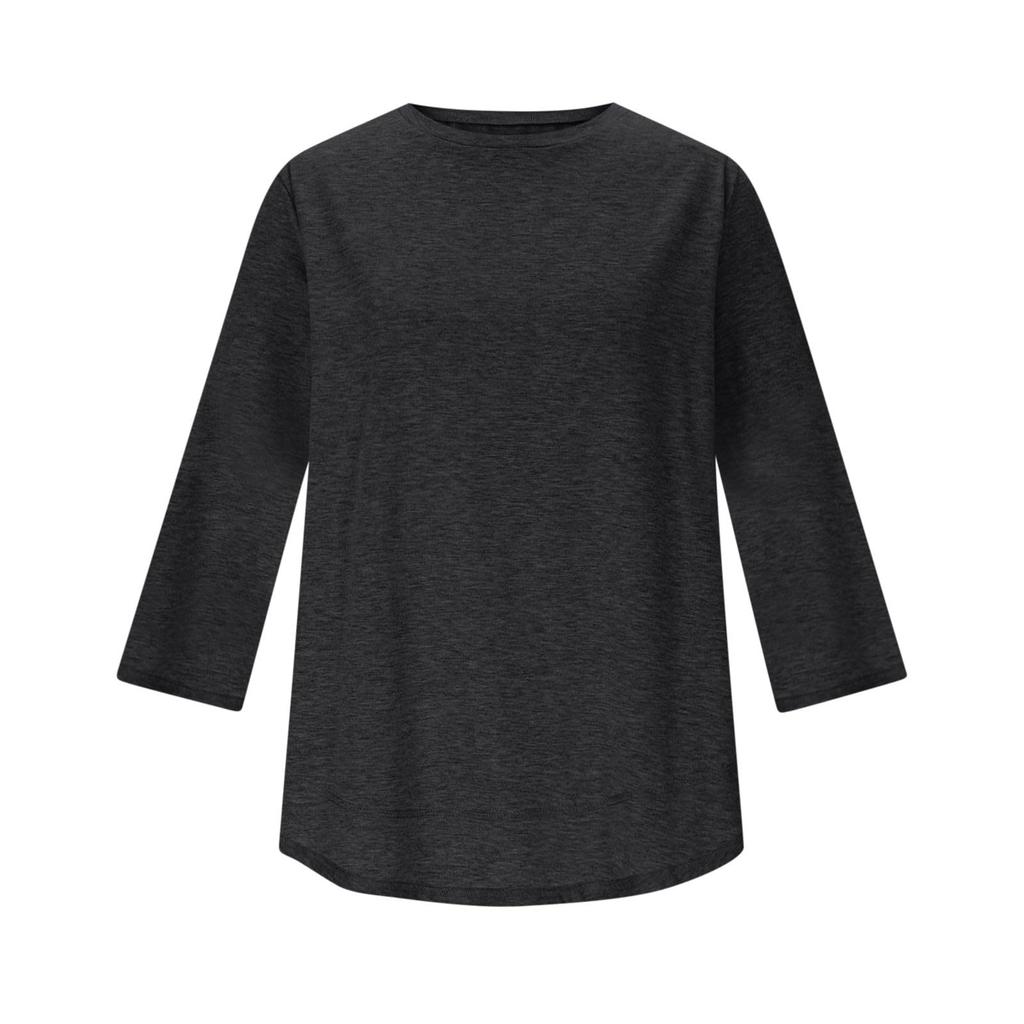 Women's Fashionable Casual Neck Colour Three-Quarter Sleeve T-Shirt Top