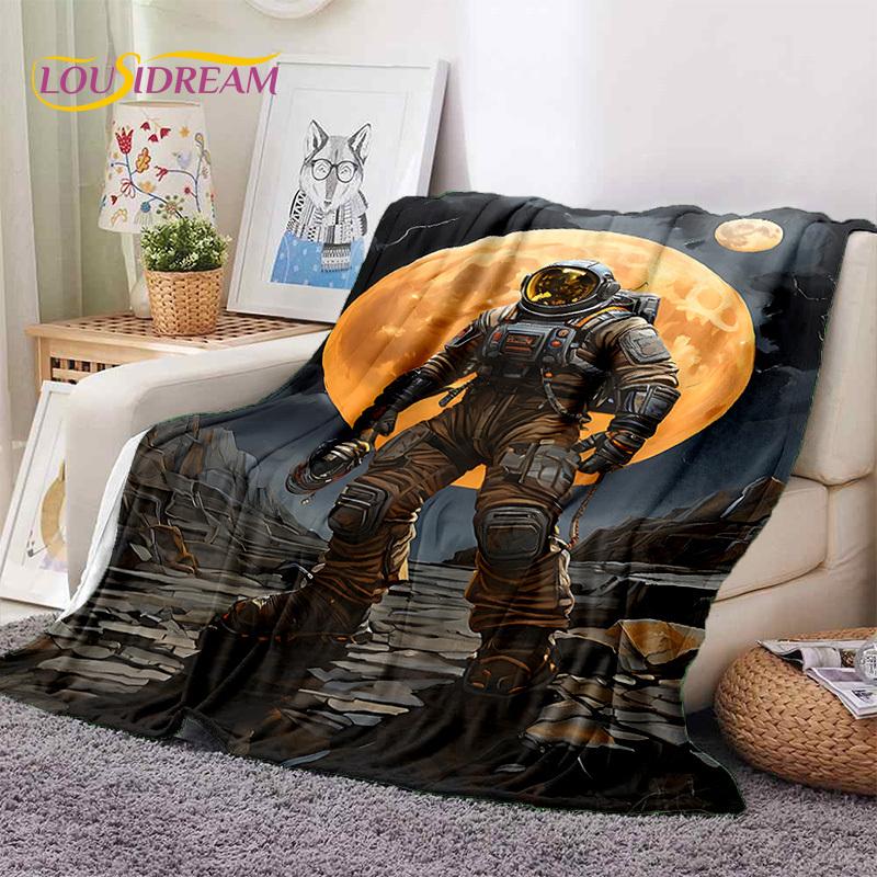 Astronaut Dream Universe Spaceman 3D Outer Space Cartoon Soft Blankets,Throw Blanket for Picnic Beds Home Bedroom Cover Kid Gift