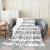 Music Notes Throw Blanket Black White Fleece Soft Lightweight Twin X Geometric Lines Art Music Lover Flannel Blanket for Living