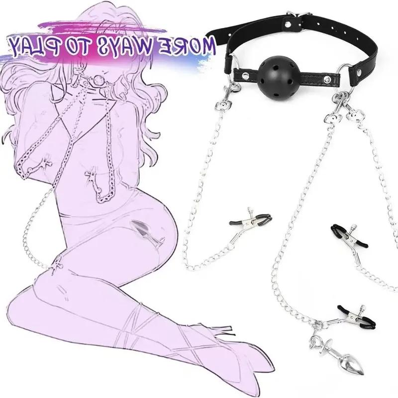 Sex Products BDSM Bondage Gear Sexual Props Couple Game Anal Plug Gag Slave Erotic Breast Pump Slave Erotic Shibari Games Breast