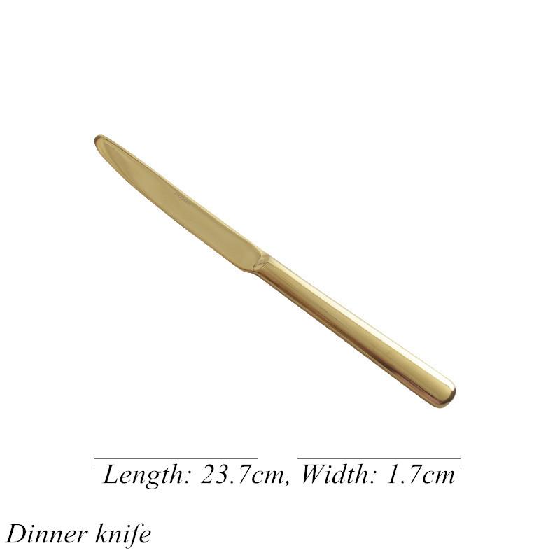 Gold Luxurious Stainless Steel Tableware, Knife, Fork, Spoon, Steak, Fish Dinner, Dessert, Salad, Coffee, Dinning Room