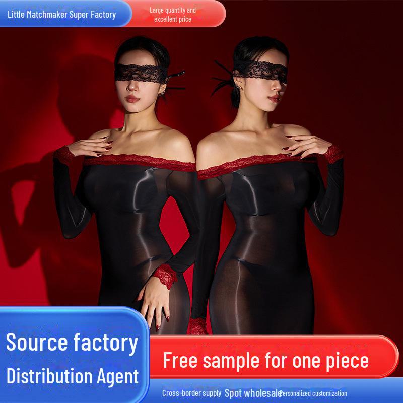 2024 Sexy Lingerie Set Bez Svlékání: Lesklá sukně na boky velkých rozměrů a lákavé pyžamo-uniforma
