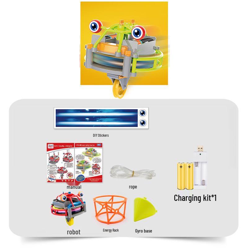 Black Tech Balance Unicycle Robot: Gyroscope Educational Toy for Tightrope Walking