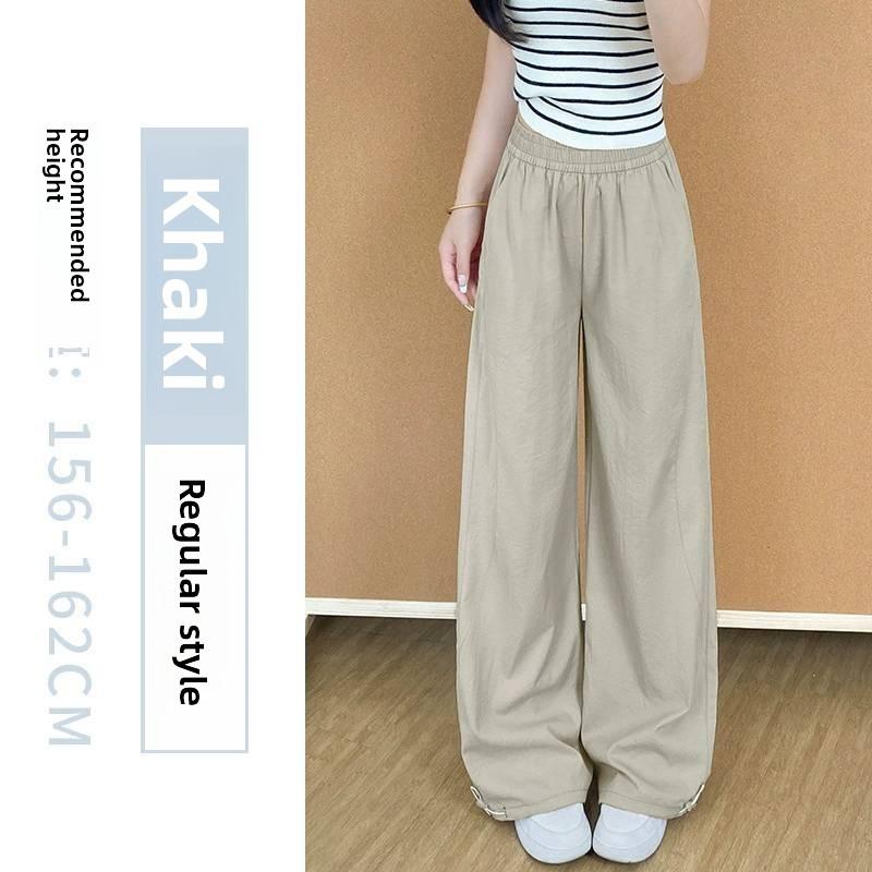 American Style Work Pants For Women With High Waist Loose Fit Breathable Fabric For Casual Daily Wear
