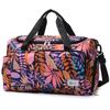 Oxford Fabric Travel Duffel Bag with Leaf Print Multiple Pockets Waterproof Gym Weekender Bag