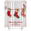 TU Christmas Bath Curtain Festive Holiday Shower Curtain Merry Christmas Decor Farmhouse Xmas Home Decor Bathroom Set Waterproof