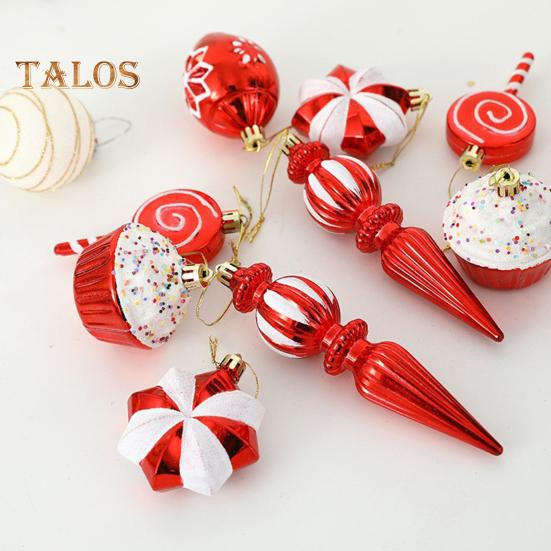 4/6/8/12 Pcs Christmas Ball Ornaments Star Cane Lollipop Cupcake Hanging Decoration for Xmas Tree Home Indoor Decor