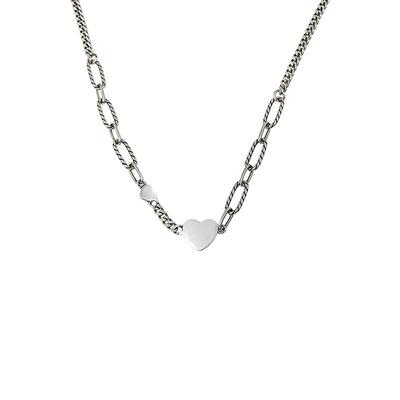 925 Sterling Silver Love Heart Pendant Thick Chains Necklace for Women Wedding Party Jewelry Gift