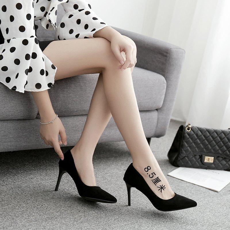 High-heeled Single Shoes Women's Summer New Thin-heeled Pointed-toed Shallow-mouth High-heeled Shoes Black Professional Commuting Versatile