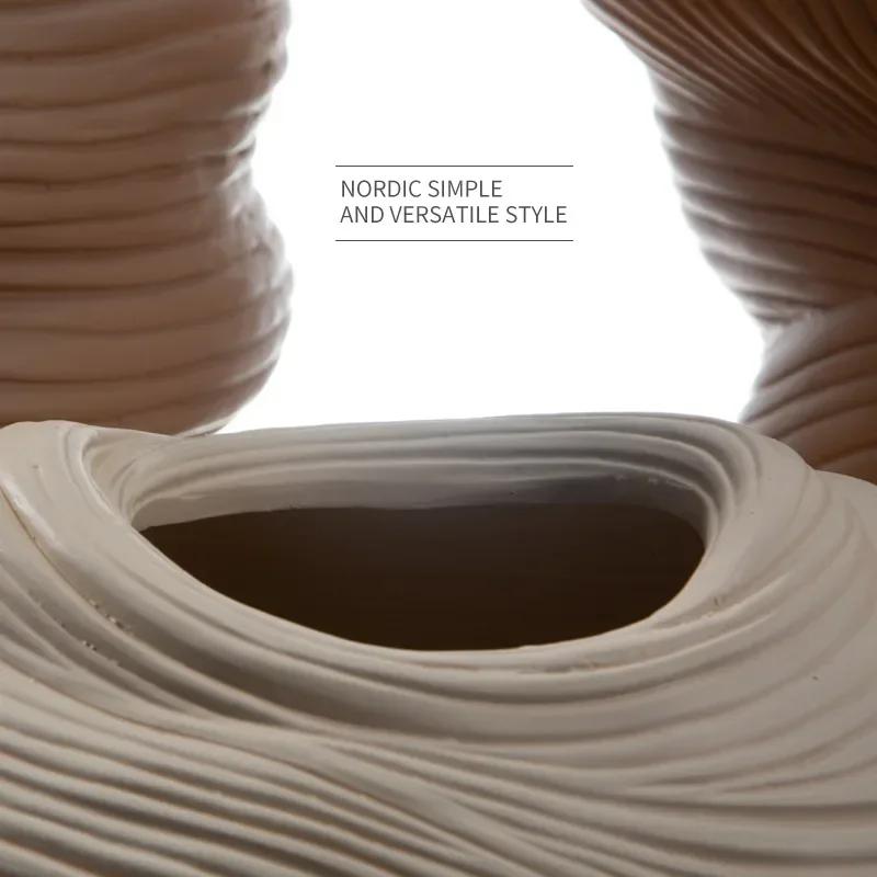 Ceramic Vase Stripe Winding Pattern Flower Vase Porcelain Crafts Flower Arrangement Accessories Home Furnishing Decoration