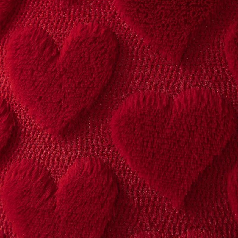 Valentinstag Plüschkissenbezug Herzstickerei Jacquard Kissenbezug Sofa Dekoration für Wohnzimmer (Kissen nicht enthalten)