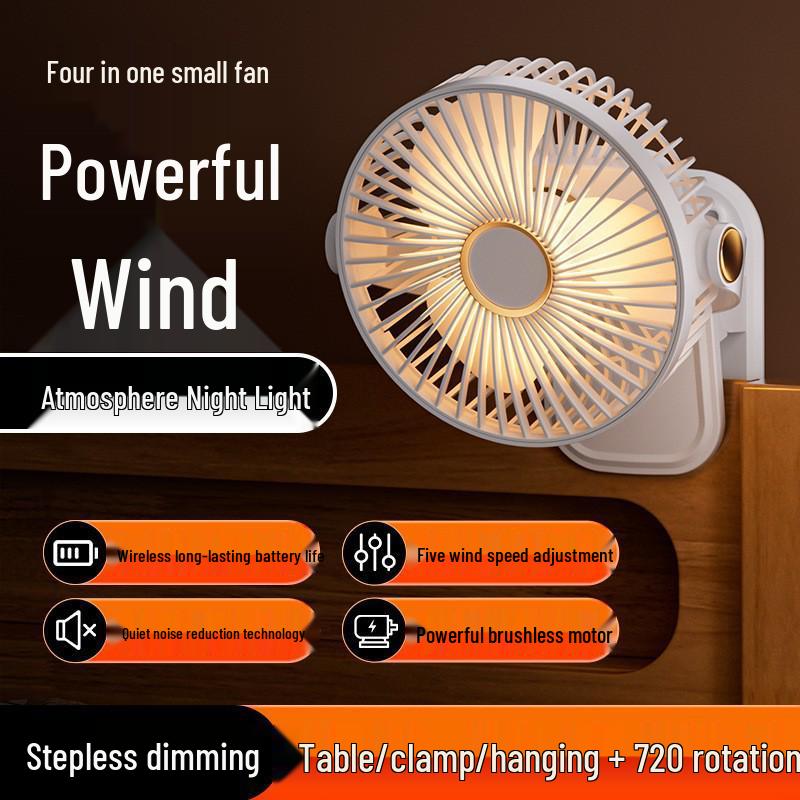 Rechargeable Foldable Quiet Fan with Strong Wind for Dorms and Bedsides