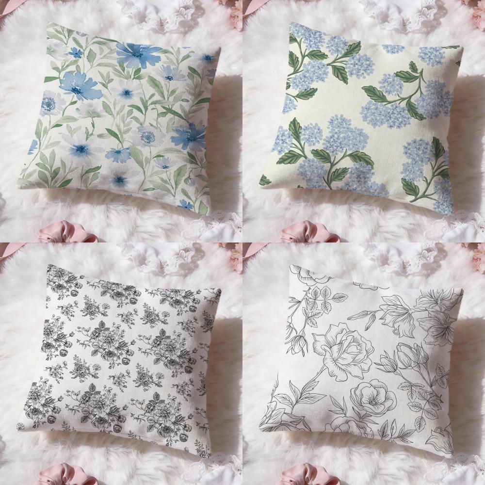 flower pattern Cushion Cover Premium Comfort Reversible Pillow Cove Two in One Design for Any Room Car Interior