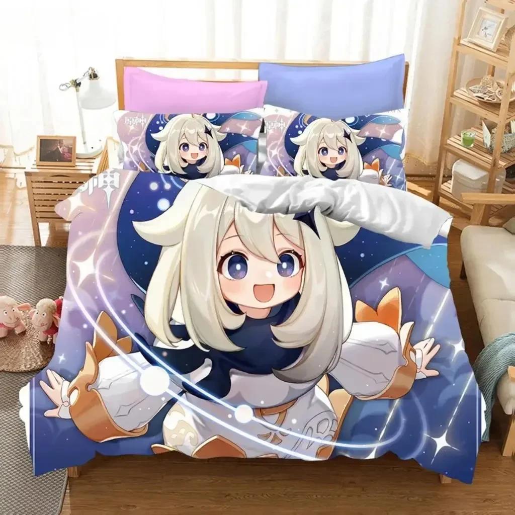 3D Game Genshin Impact Bedding Sets Keqing Xiao Duvet Cover Set Boys Adults Single Full Queen King Size Bed Linen