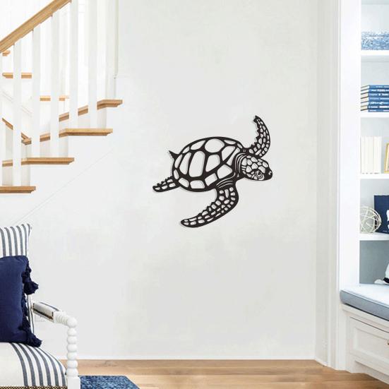 Metalen Schildpad Wanddecoratie Zwarte Zee Schildpad Wandkunst Ornament Kust Wanddecoratie voor Strandhuis Oceaan Thema Kamer Decor