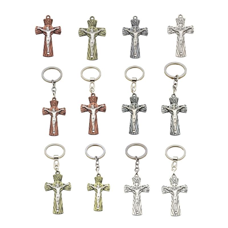 Cross Keychains Key Rings Religious KeyChains For DIY Car Hanging Simple Jewelry Handmade Gift