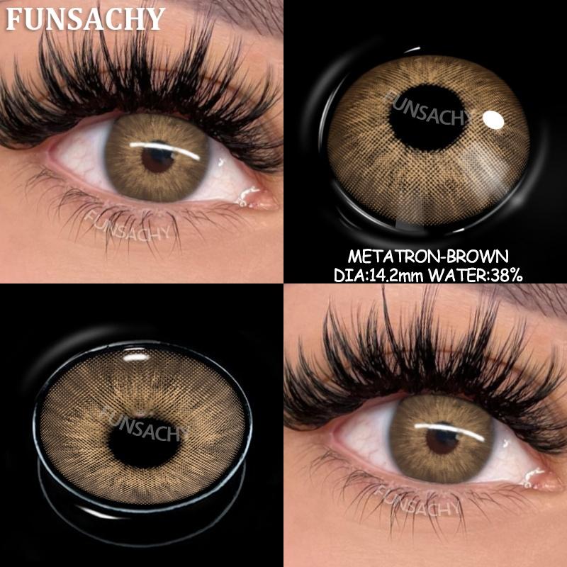 FUNSACHY 1 Pair Coloron Contacts Lens Yearly Use Natural Black Korean Brown Eyes Contact Pupils Cosmetics Fashion Softlen Yearly