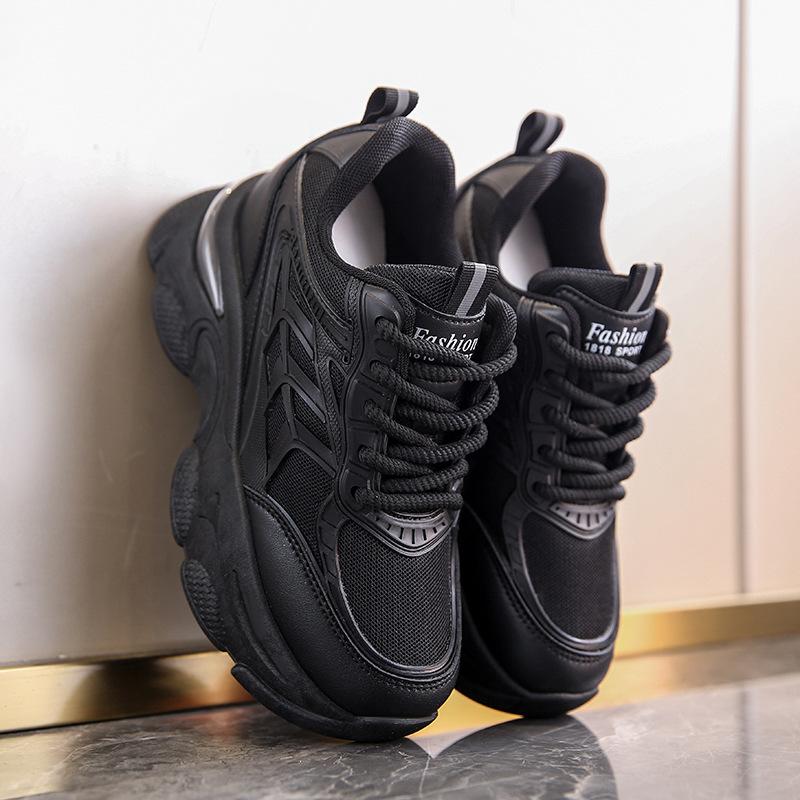 

Inner height increase women s single shoes 2025 spring new breathable dad shoes platform mesh small sports and leisure shoes women 40 чорний