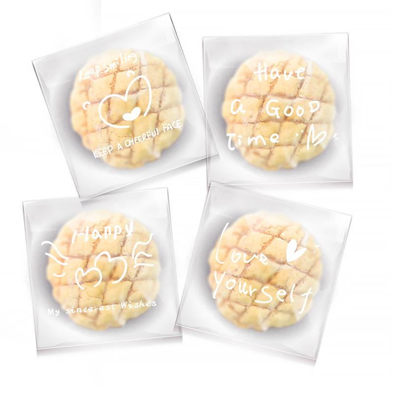 100Pcs Happy Clear Bags Self Adhesive Candy Cookie Bakery Bags Self Adhesive Individual Gift Pastry Biscuit Packaging Bag