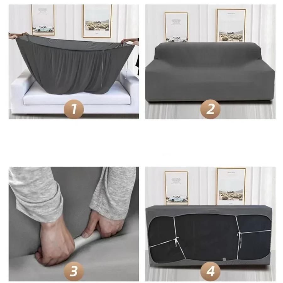 Solid Color Sofa Covers for Living Room Elastic Sofa Cover L Shaped Corner Couch Cover Slipcover Chair Protector 1/2/3/4 Seater