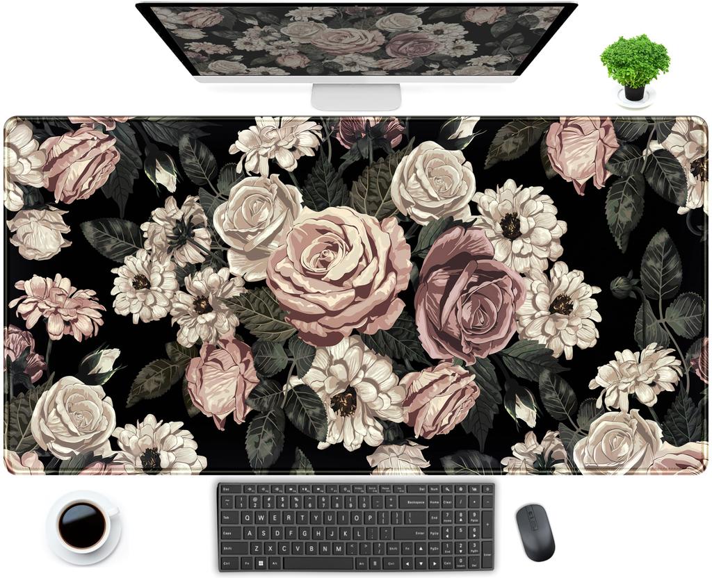 Tapete Escritorio Kawaii Verde Diseo Floral Plantas Alfombrilla Mouse Para Juegos Escritorio Escritorio Computadora Porttil