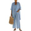 Sommer Neues Gerader Schnitt Einfarbige Reiseurlaub Bequem Freizeit Temperament Dreiteiliges Set Outfit