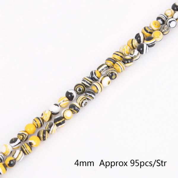 1strand 4/6/8/10/12mm Natural Stone Beads Yellow Stripes Malachite Druzy Crystal Quartz Beaded Birthstone DIY Fashion Jewelry