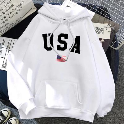 Breathable Unisex Sweatshirt Pocket O-Neck Street Clothing Autumn Winter Usa American Flag Patriotic Hoodies Womens Loose Hoodie Unisex