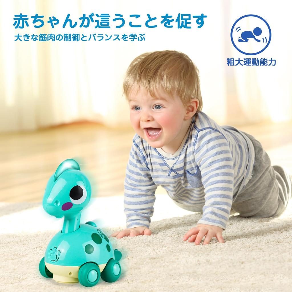 MAVEKID Dětský dinosaurus 0 let Elektronické rozsvícení Plazící se dinosaurus se automaticky vyhýbá Dodává se s hudbou a pohyblivými hračkami LED pro vzdělávání 1 rok 2
