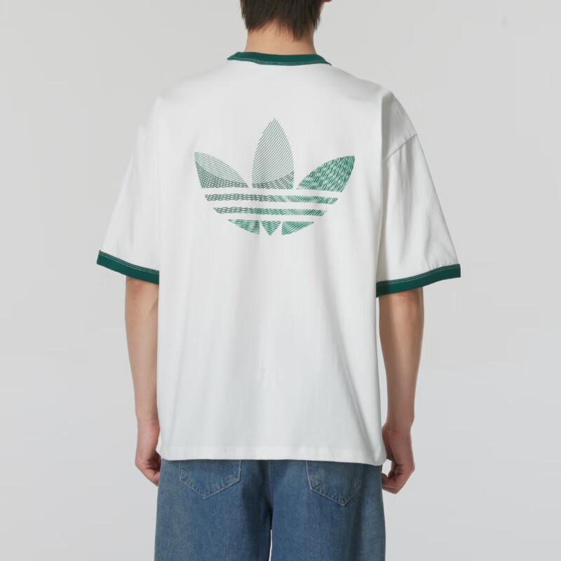 Adidas Originals Color Block Logo Print Comfortable Breathable Short Sleeve T-Shirt Men Tops White JI7485