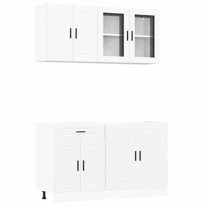 VidaXL Ensemble de 4 meubles de cuisine "Porto" en bois d'ingénierie blanc 3314871