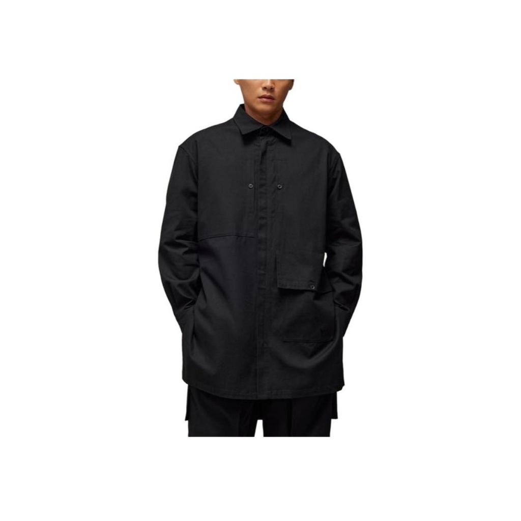 Y-3 Solid Color Polo Collar Pocket Jacket Unisex Jacket Black IN4342