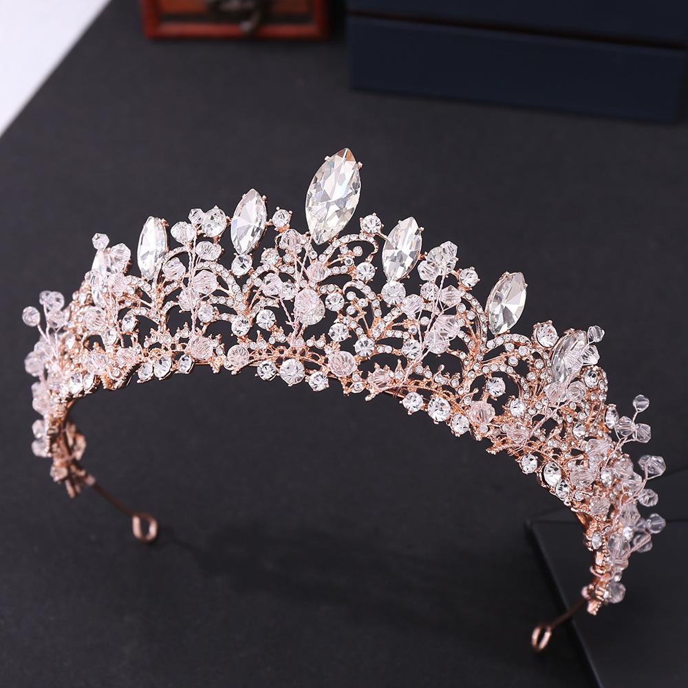 Barock Handgefertigt Kristallperlen Herz Braut Diademe Krone Luxus Strass Abschlussball Schönheitswettbewerb Diadem Stirnband Hochzeits Haar Accessoires