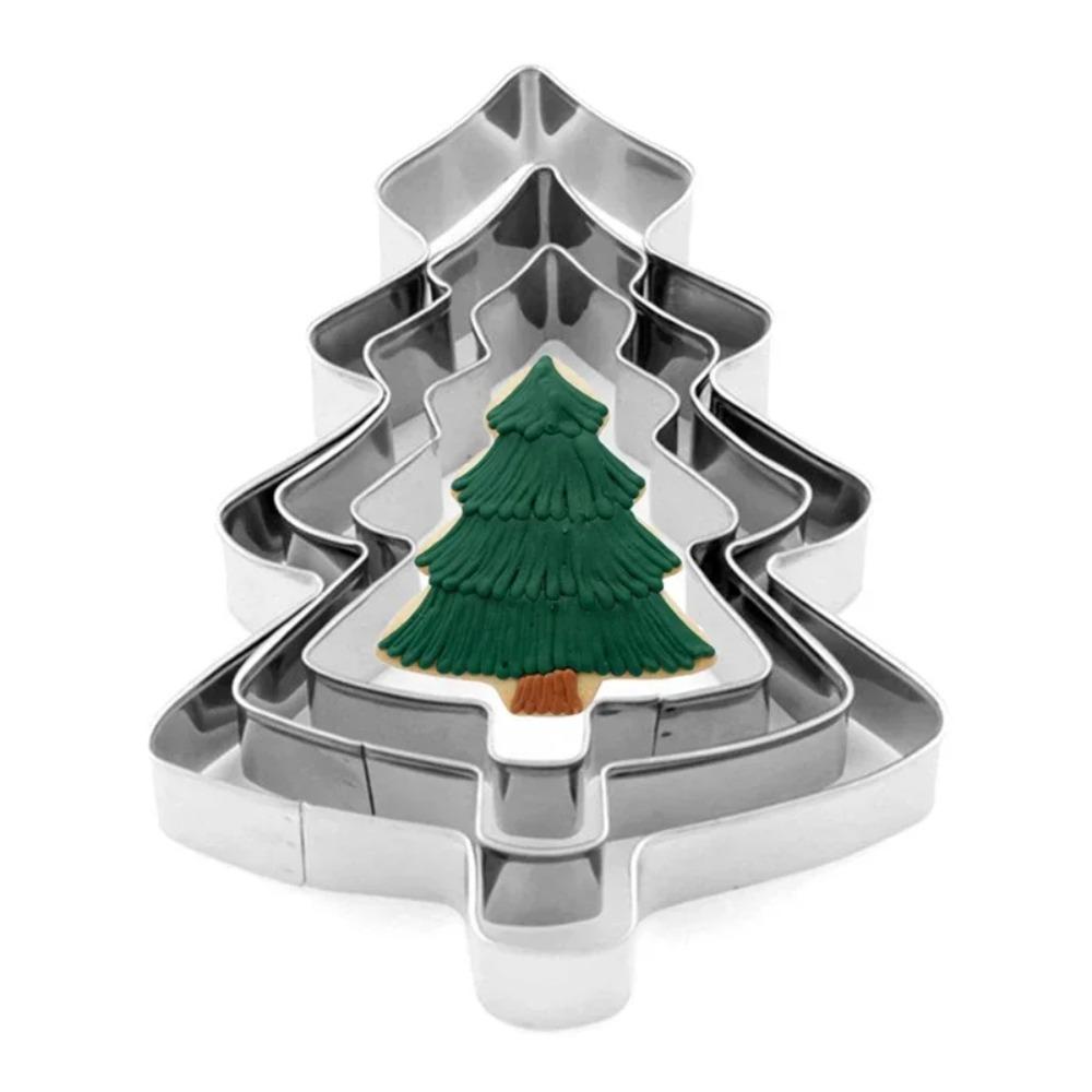 3PCS Christmas Tree Cookie Cutter Set Stainless Steel Biscuit Mold for Baking Cake Dough Pastry Christmas Baking Accessories